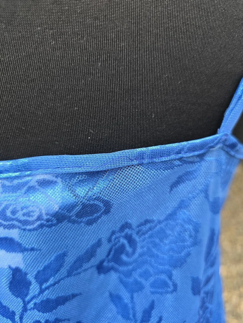 Vtg 80s Blue Floral Lace Sheer Slip Dress Whimisgoth 90s Grunge Romantic Boudoir - Picture 6 of 7